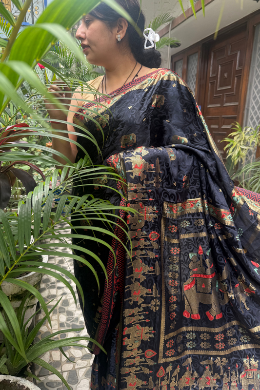 Midnight Barat Bamboo Silk Saree