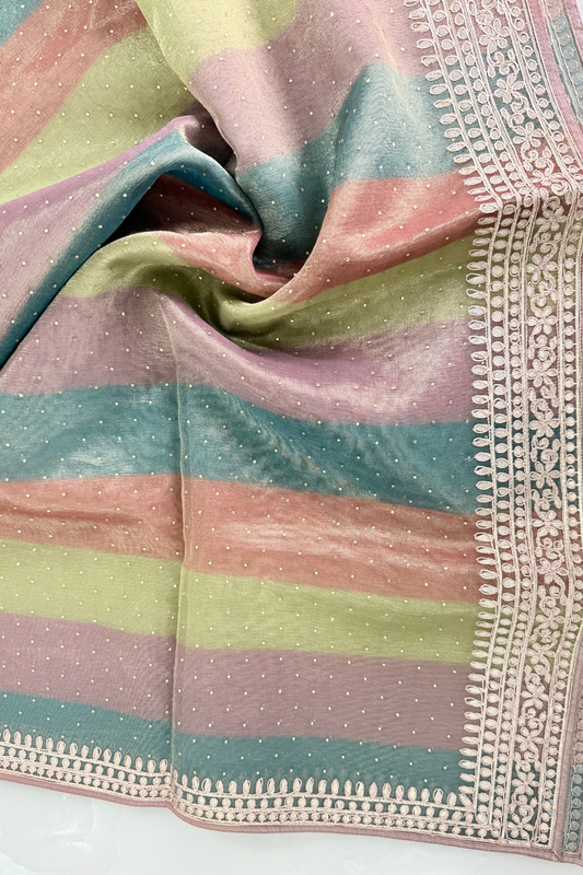 Brown Crush Tissue Gota Work Suit Set