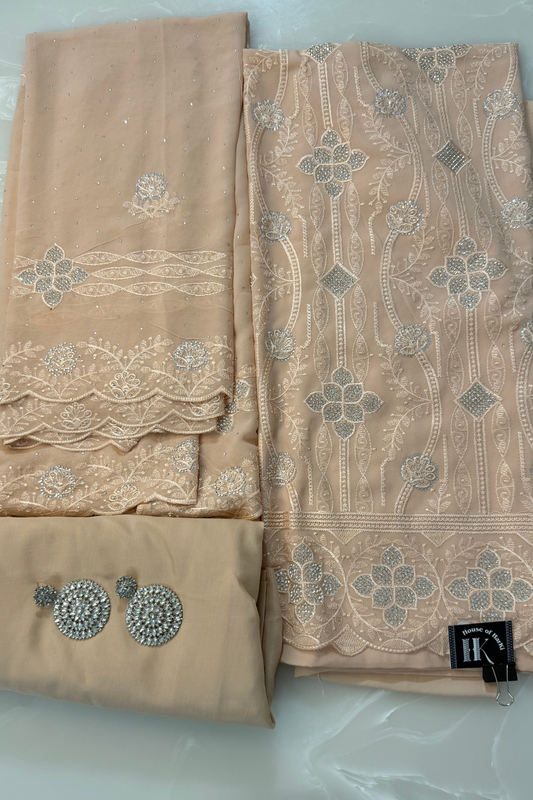 Peach Georgette Dazzle Suit Set