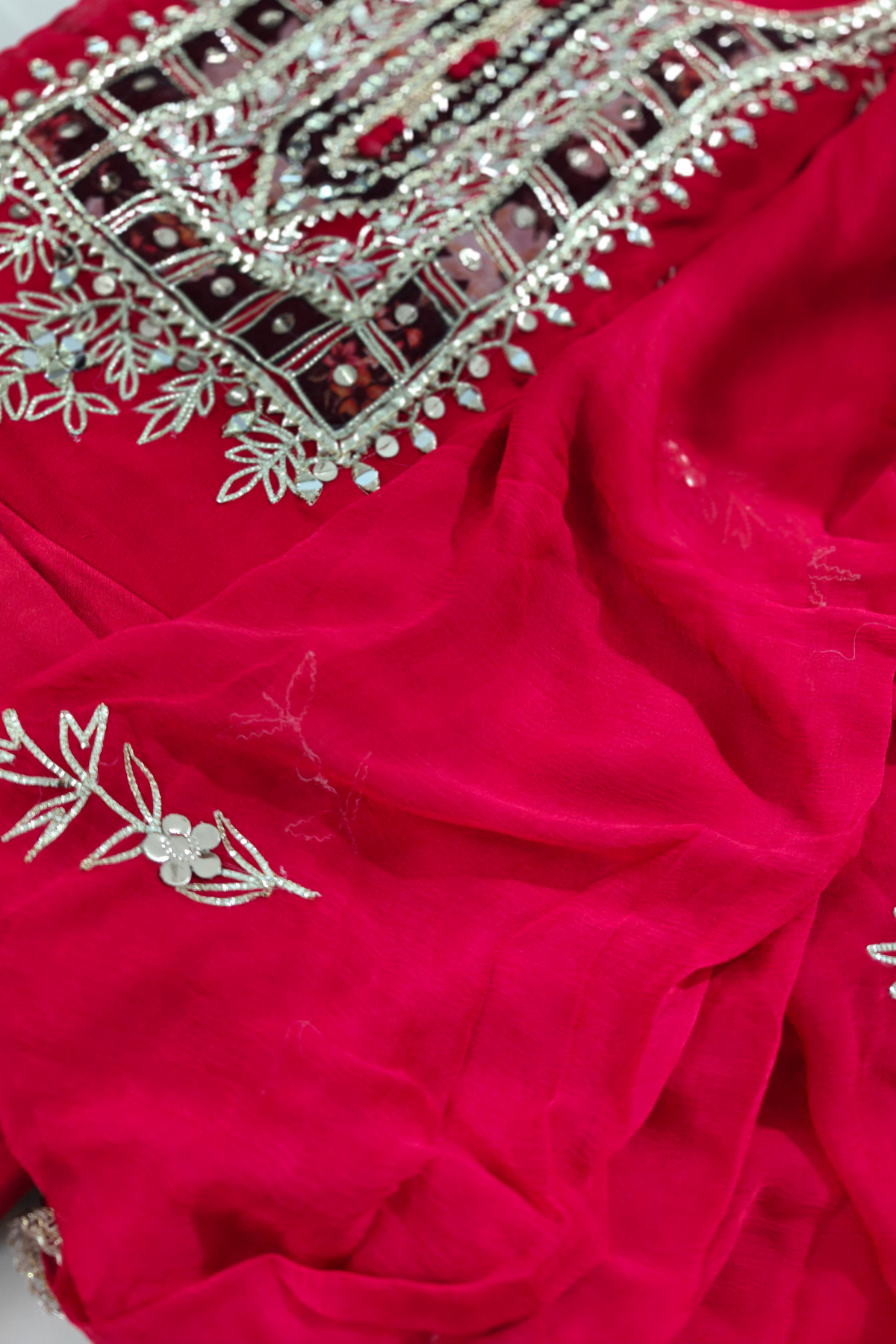 Red Georgette Gota Patti Suit Set