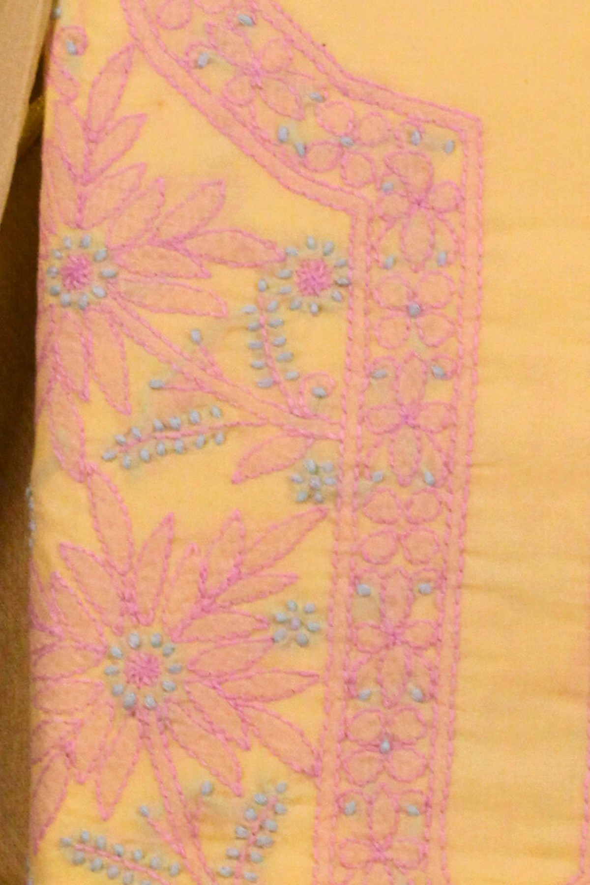 Chikankari Contrast Embroidered Suit Set