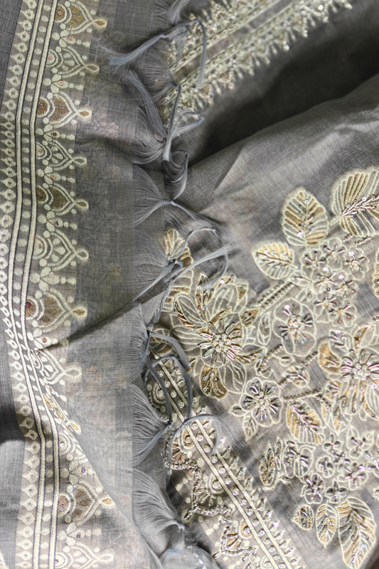 Jamdani Suit with Golden Beadwork