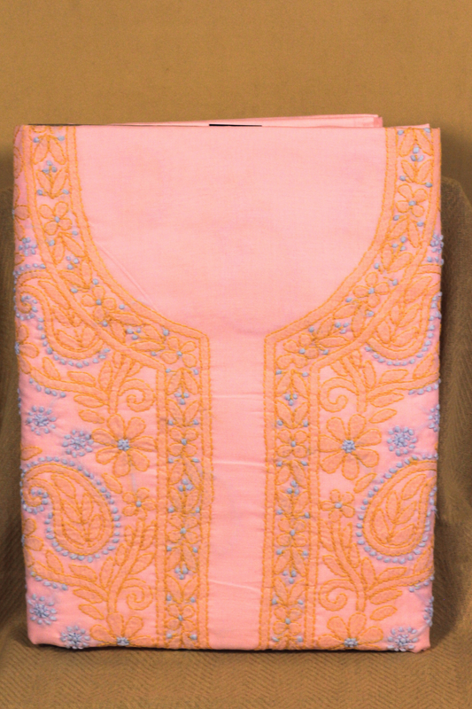 Chikankari Contrast Embroidered Suit Set
