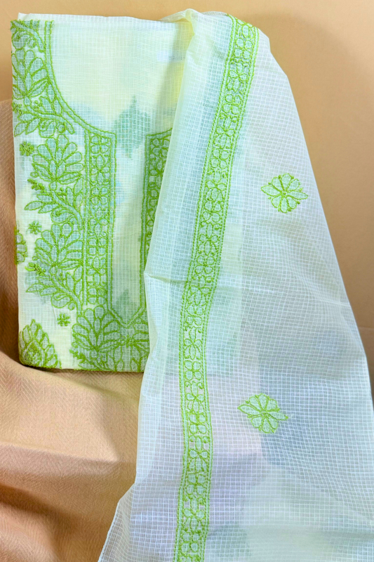 Chikankari Embroidered Kota Cotton Suit Set