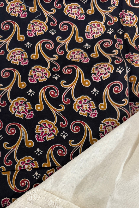 Ajrakh Patchwork Cotton Lace Suit
