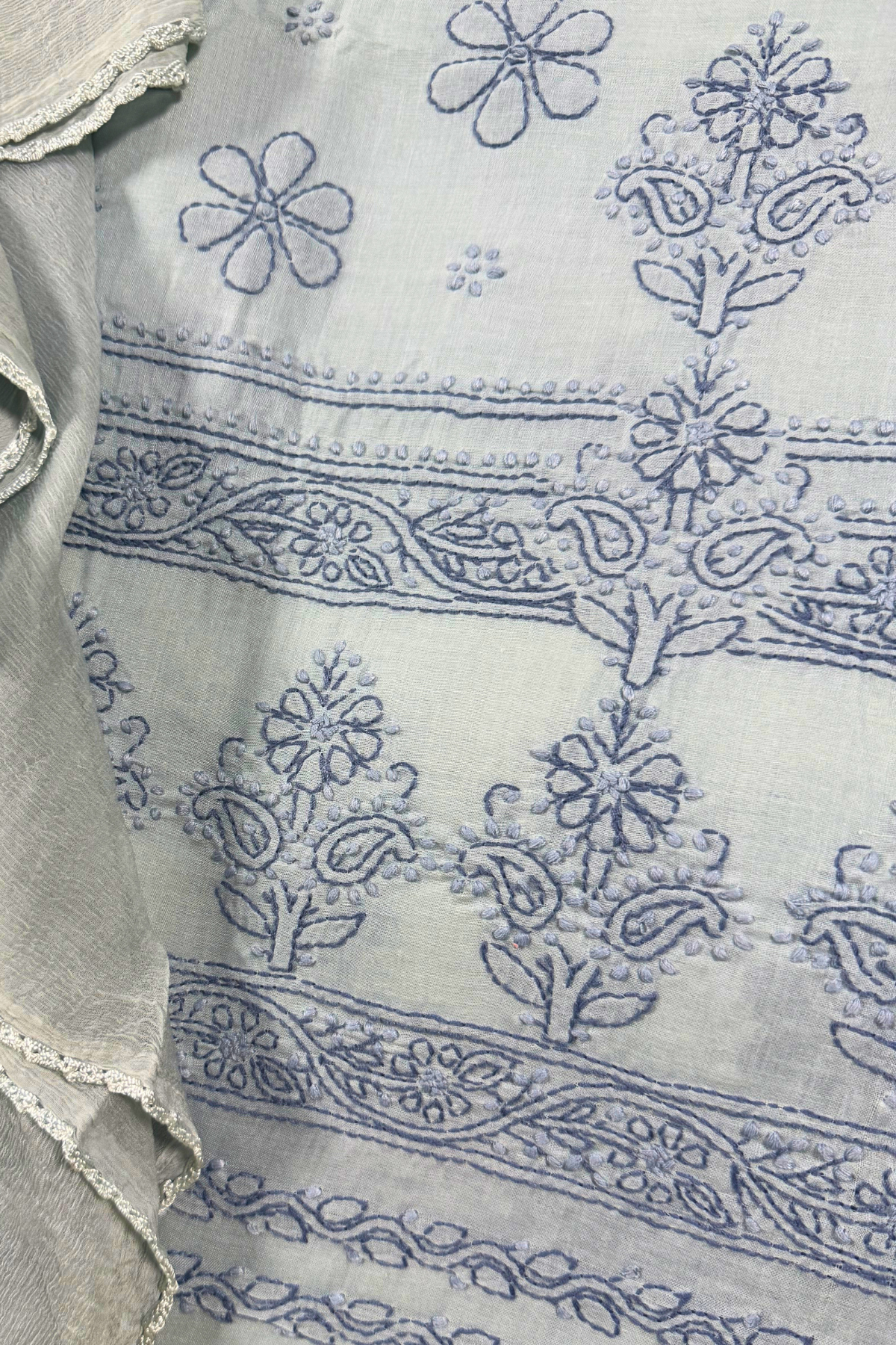 Cotton Chikankari Suit Set with Chiffon Dupatta