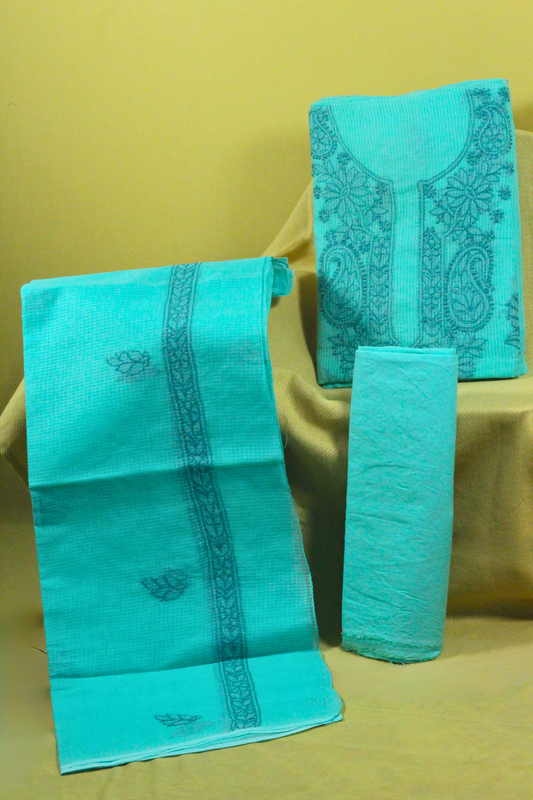 Chikankari Embroidered Kota Cotton Suit Set