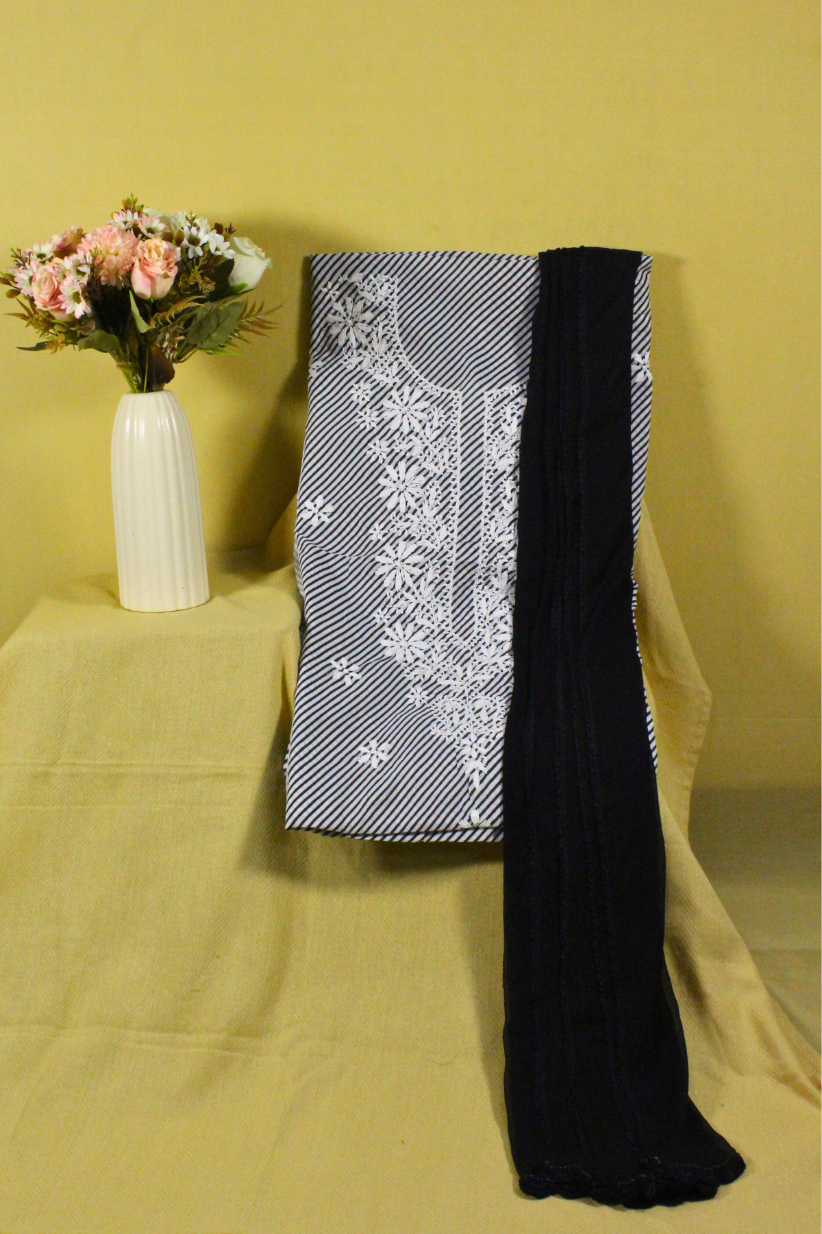 Cotton Chikankari Lehariya Suit Set