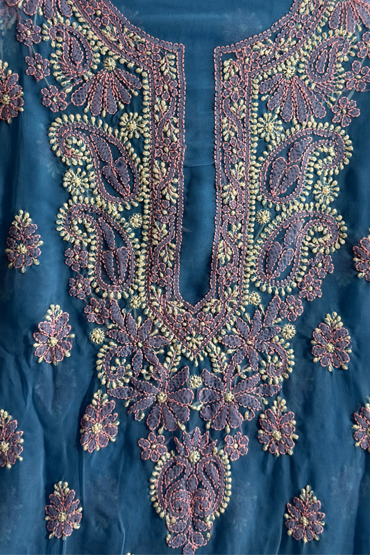 Georgette Chikan Embroidered Suit Set