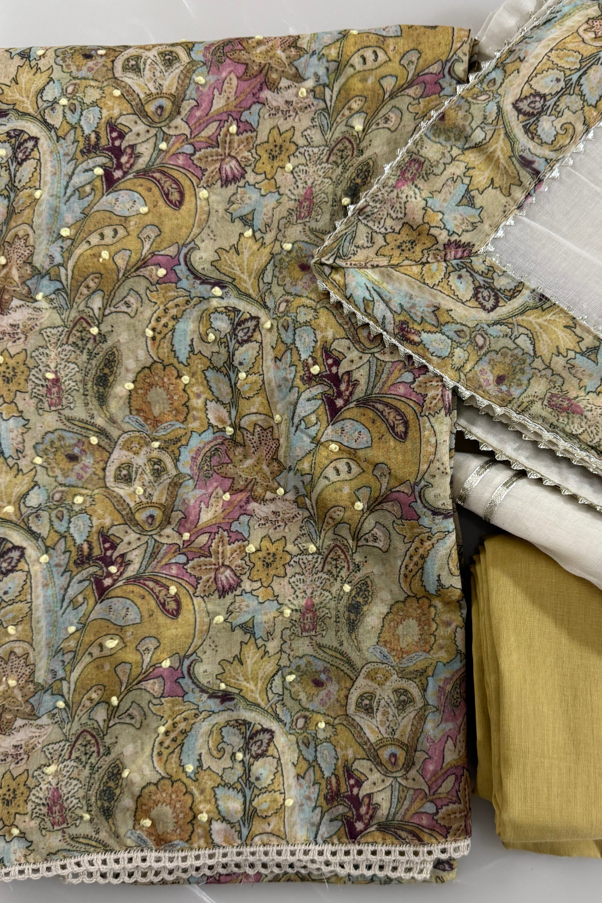 Vintage Floral Embroidered Suit Set