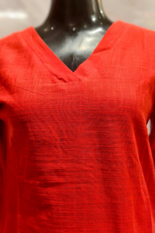 Red Cotton Plazzo Set