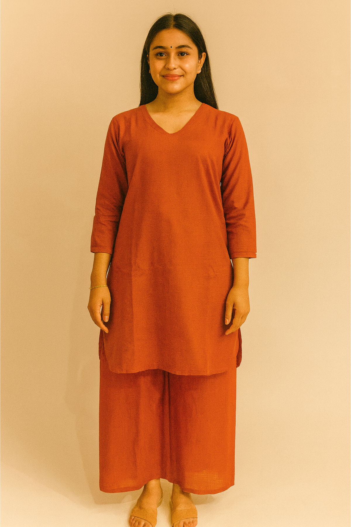 Rust Cotton Palazzo Set