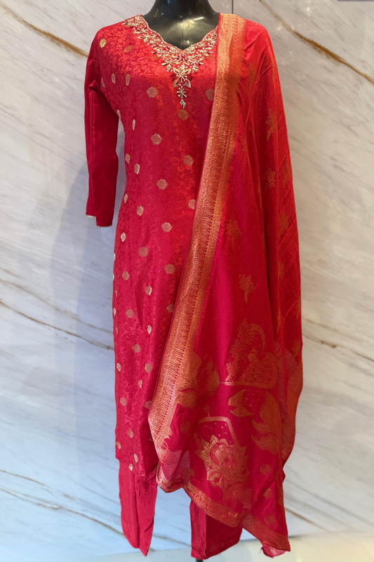 Red Gold Russian Silk Suit