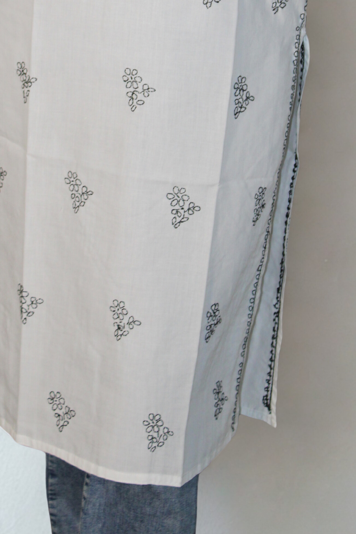 White kurti with black embroidery