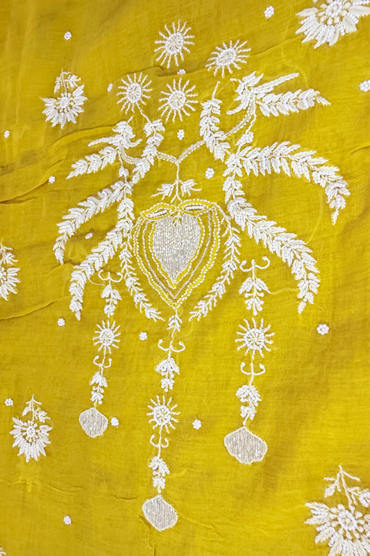 Yellow Mul Cotton Beadwork Suit Set