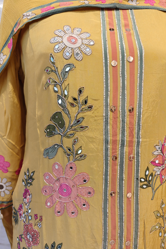 Mustard Yellow Floral Suit Set