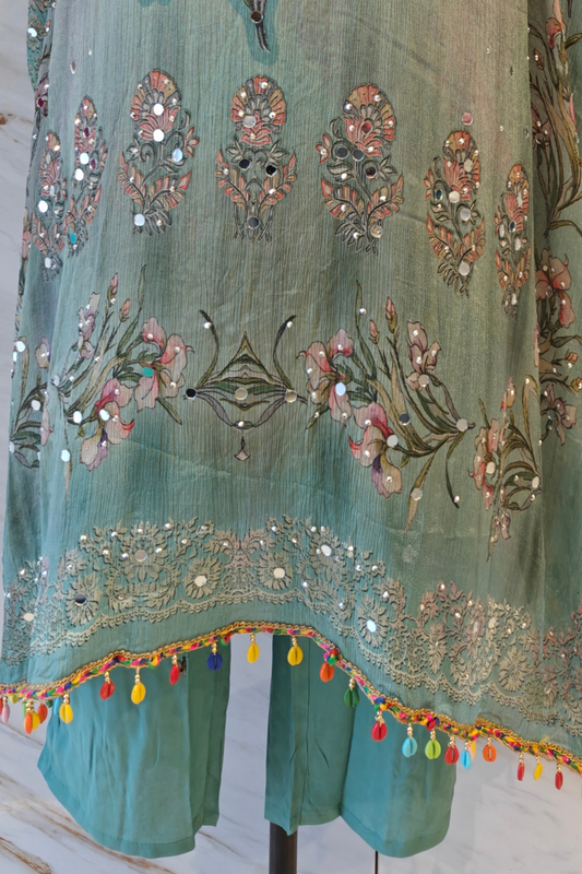 Green Floral Kaftan Set