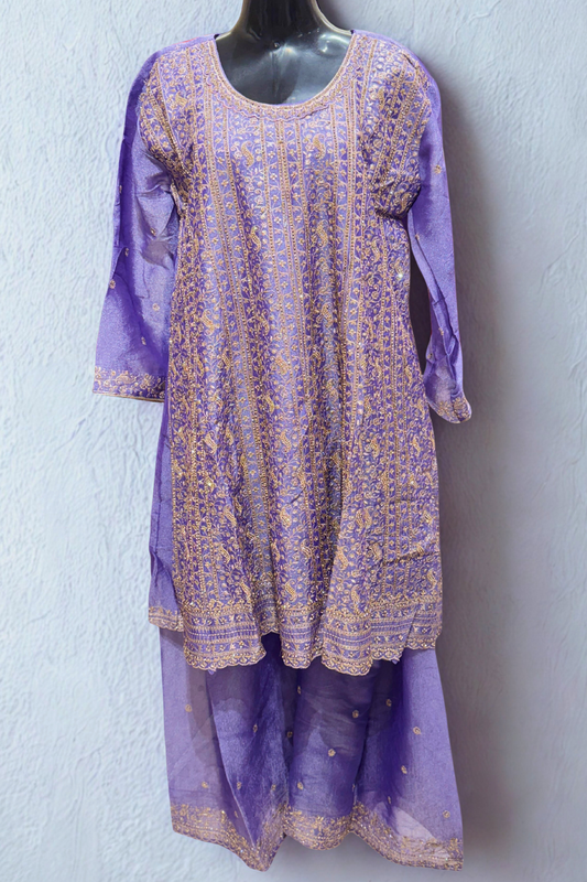 Royal Lavendar Organza Suit