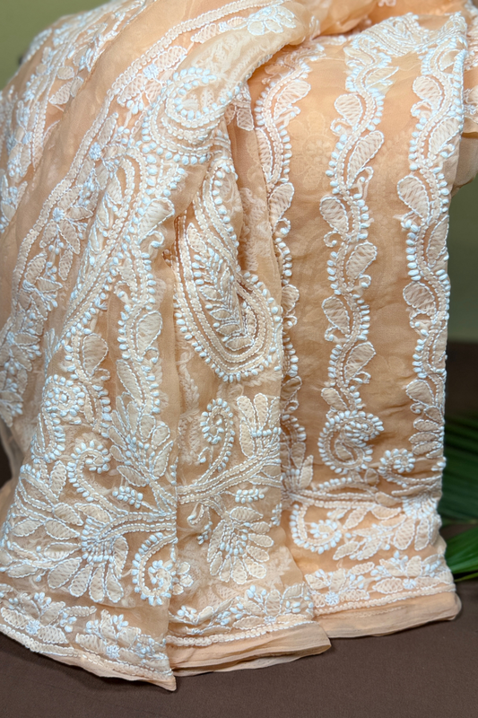 Georgette Hand Embroidered Chikankari Saree