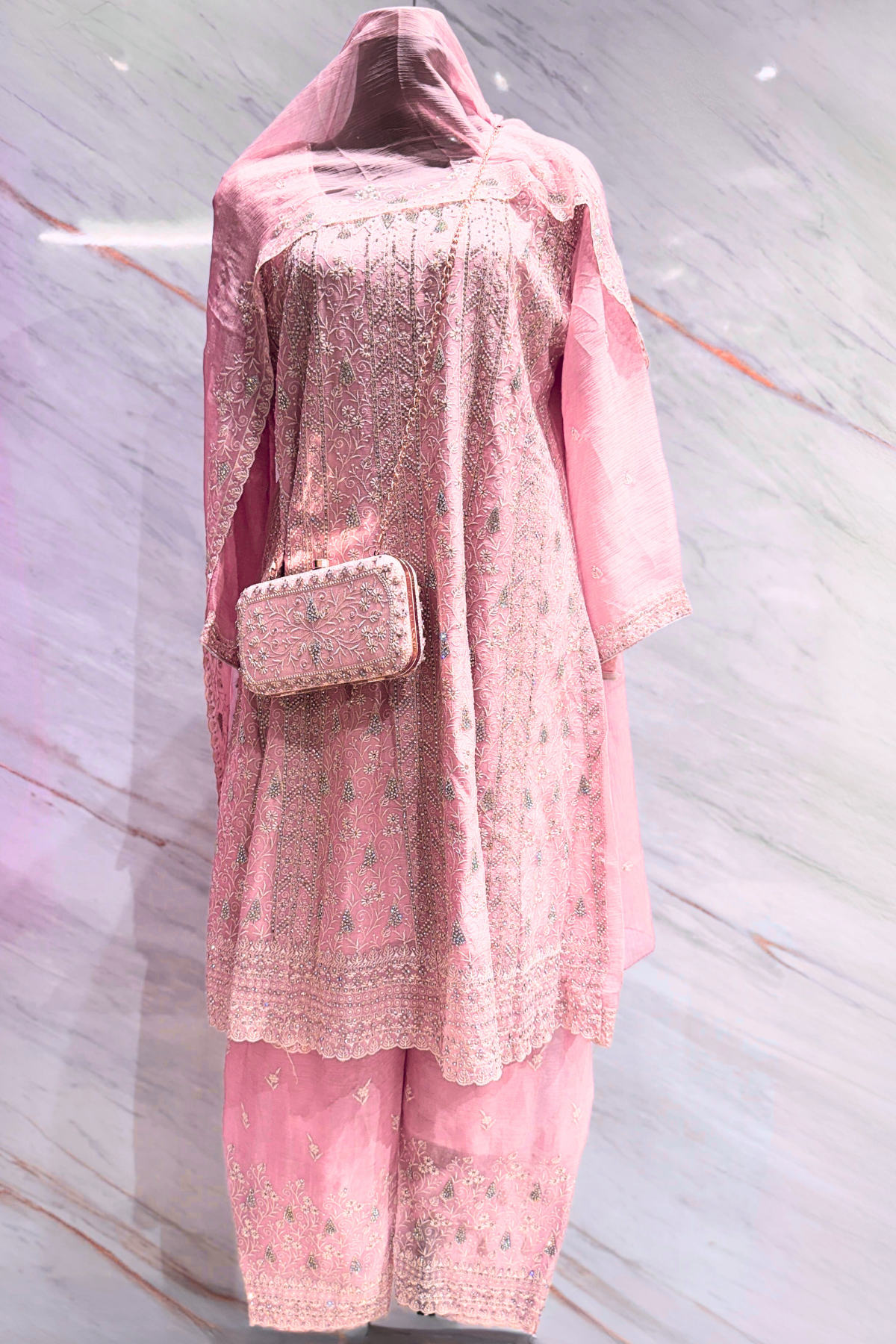 Pink Chiffon Suit Set