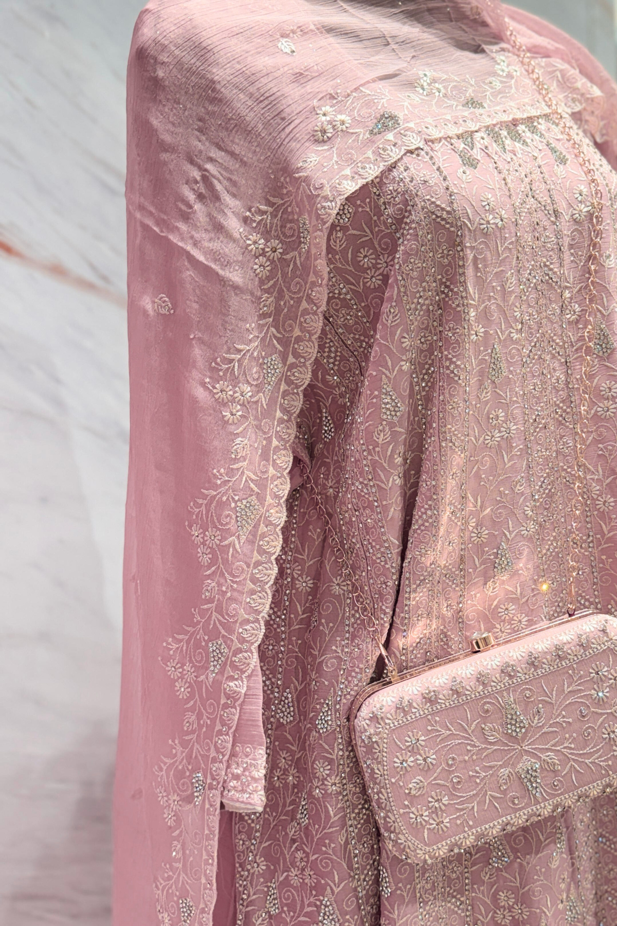 Pink Chiffon Suit Set