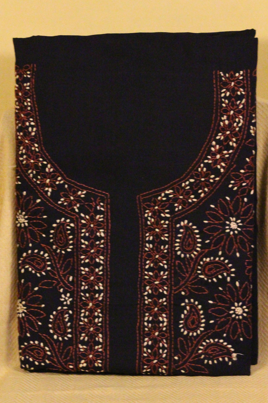 Chikankari Contrast Embroidered Suit Set