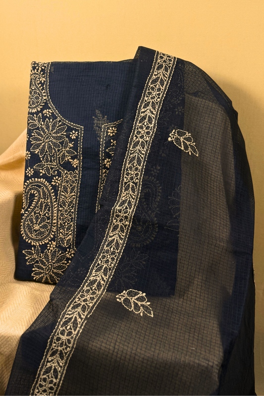 Chikankari Embroidered Kota Cotton Suit Set