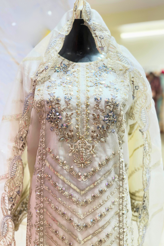 White Elegance Organza Suit