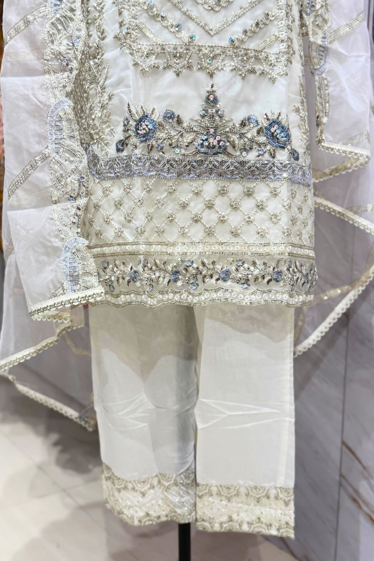 White Elegance Organza Suit