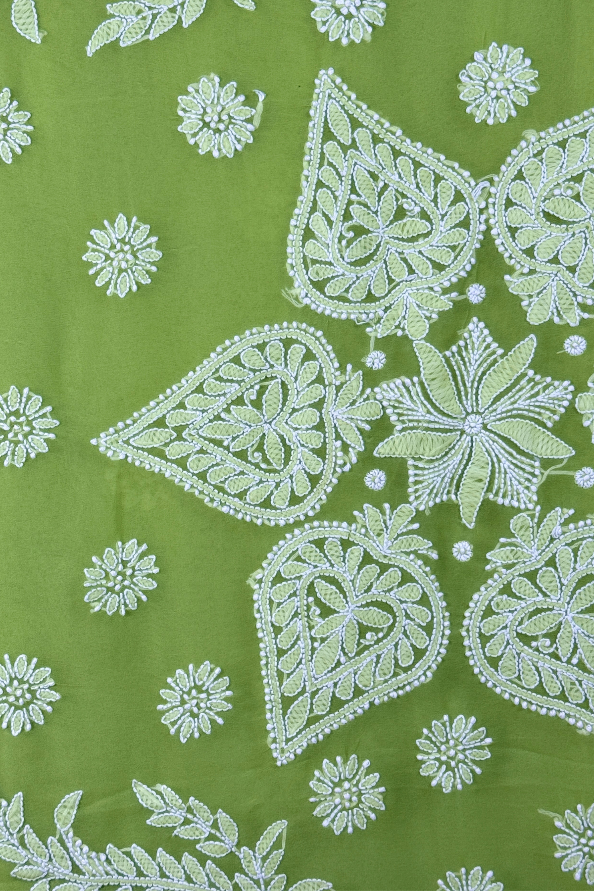 Green Georgette Chikankari Saree