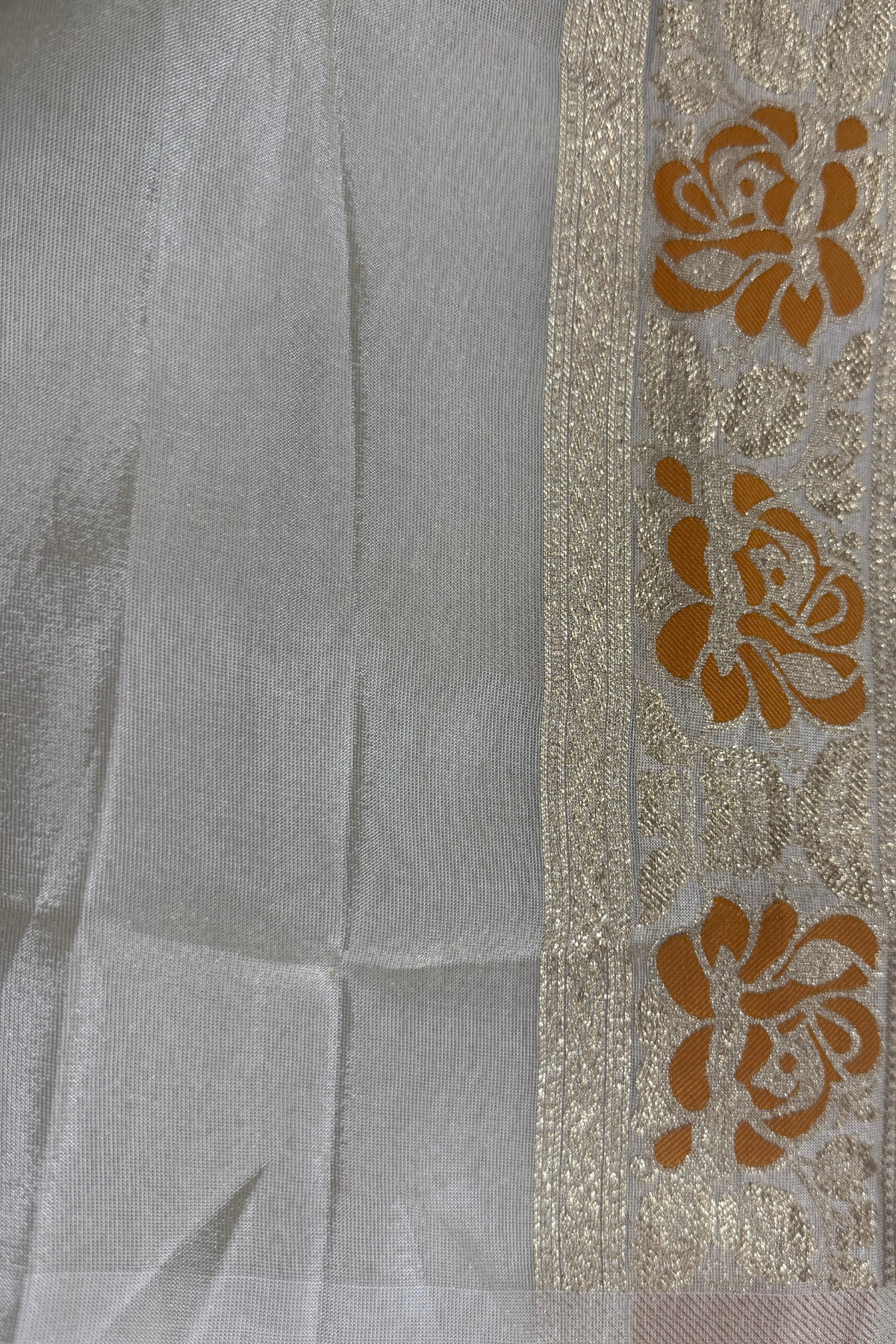 Shimmer Silk Orange flower Unstitched Suit Set