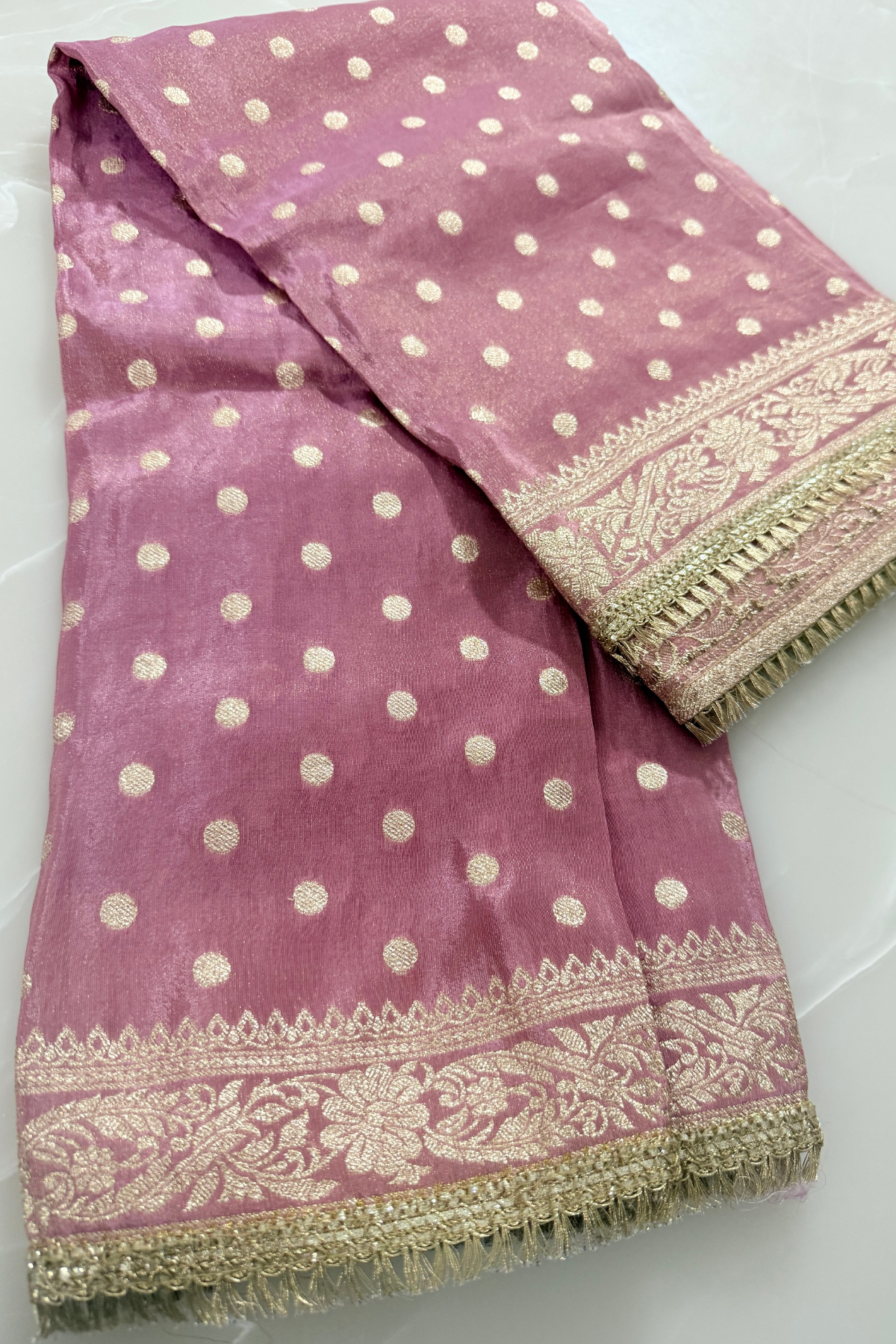 Leavender Shimmer Silk with Zari work