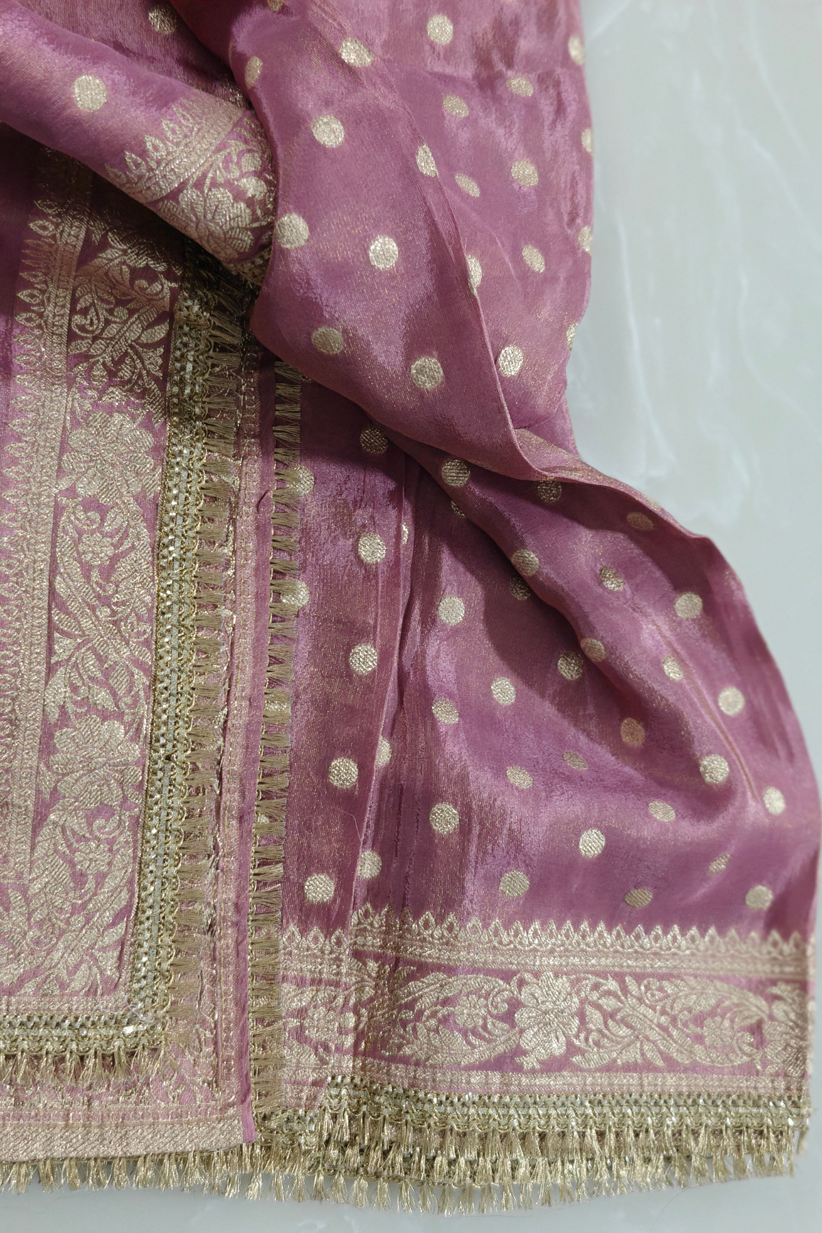 Leavender Shimmer Silk with Zari work