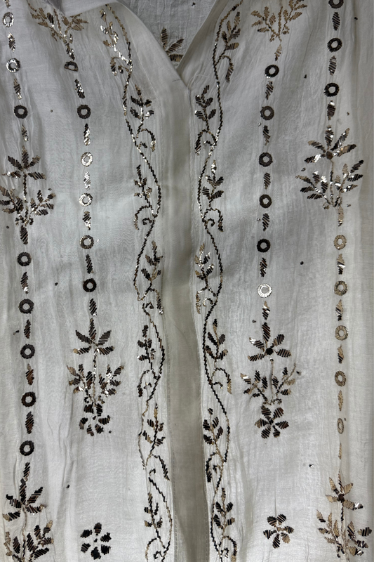 Semi-Stitched Muslin Coord Set with Mukesh Work