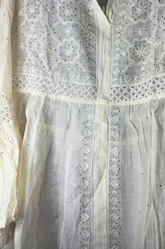 Semi-Stitched Muslin Set with Mukesh Dot Work