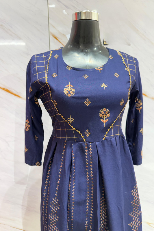 Midnight Botanical Cotton Kurti