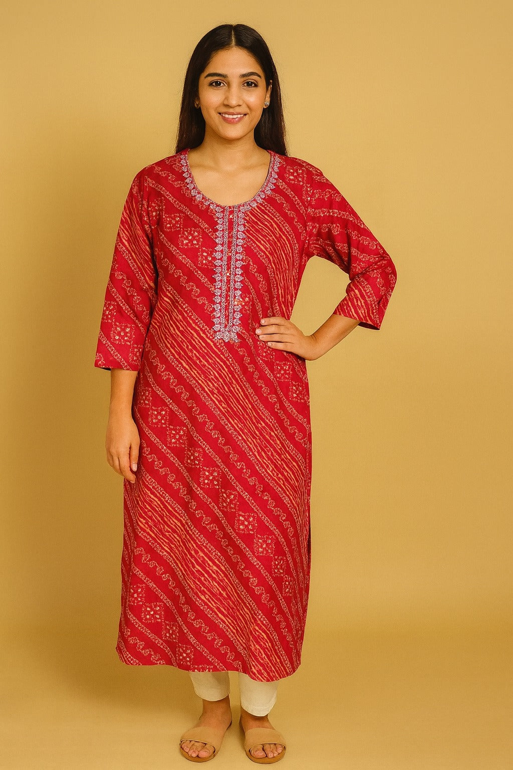 Red Bandhani Kurti