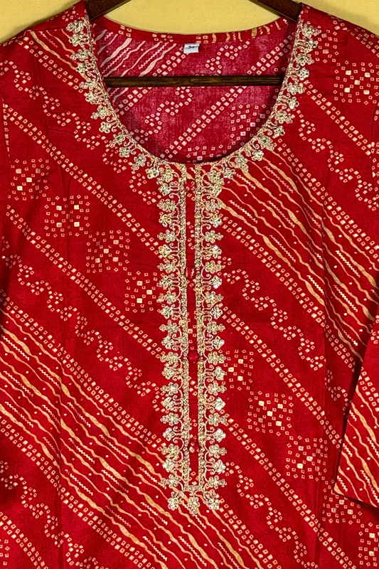 Red Bandhani Kurti