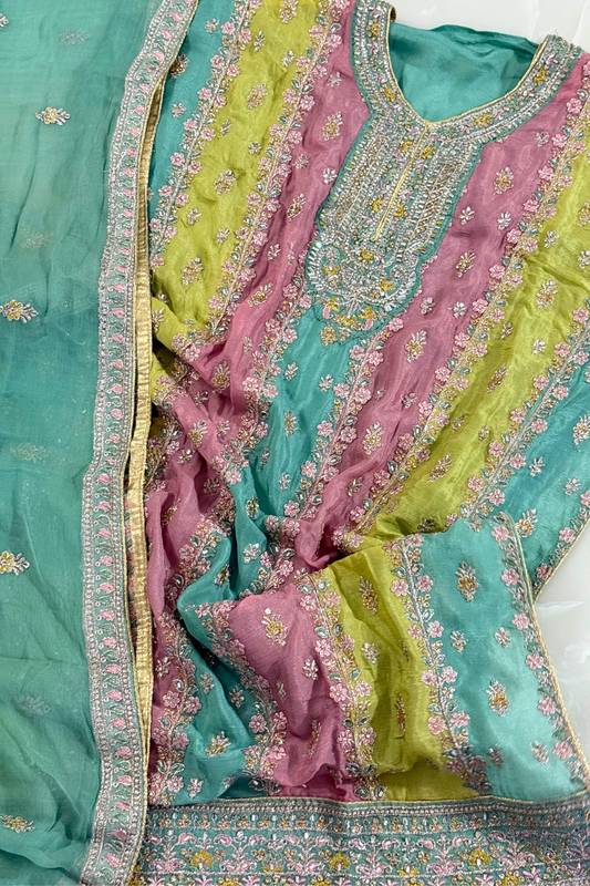 Multicolor Chinon Suit Set