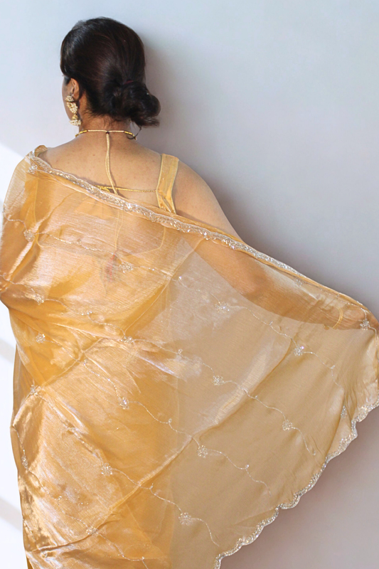 Golden Crush Tissue Saree