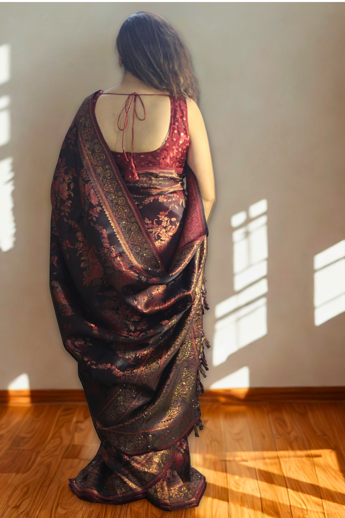 Midnight Rose Silk Saree