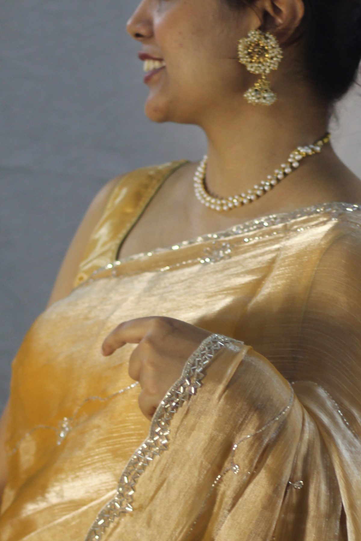 Golden Crush Tissue Saree