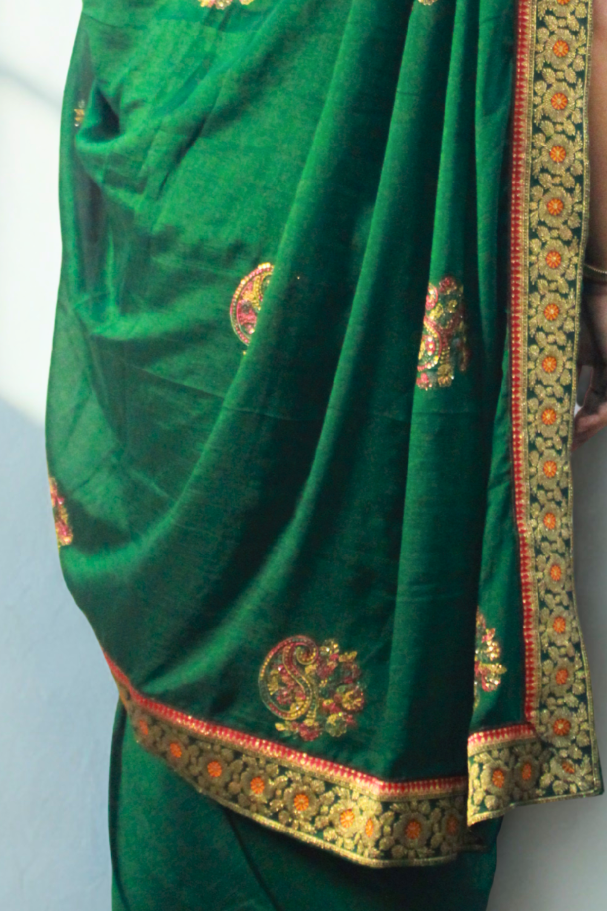 Green Georgette Embroidered Saree