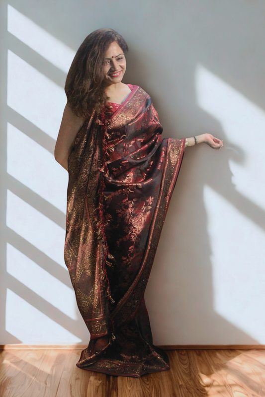 Midnight Rose Silk Saree