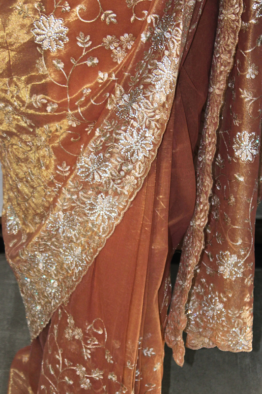 Sunset Net Embroidered Saree