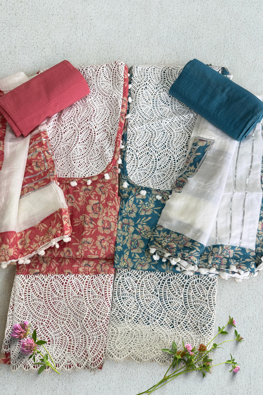 Floral Cotton Jaliwork Suit Set