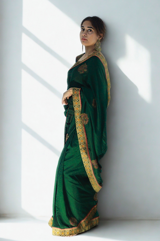 Green Georgette Embroidered Saree
