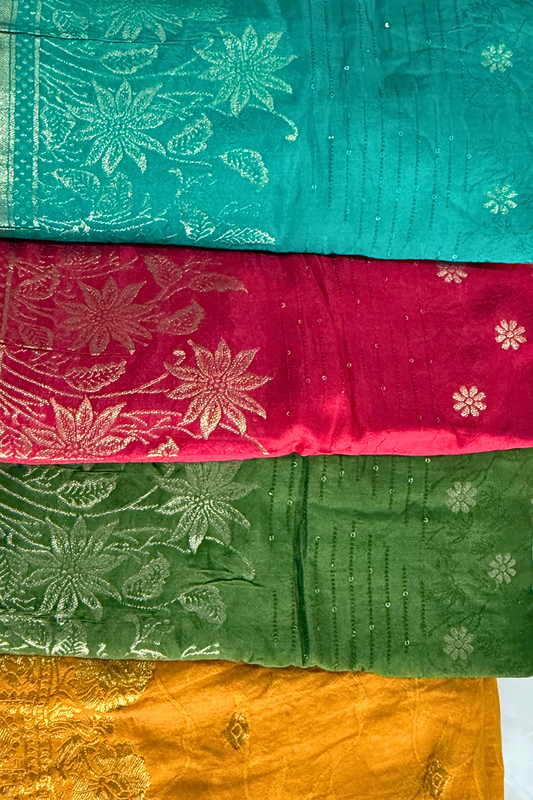 Vibrant Cotton Multi-Thread Embroidery Suit Set