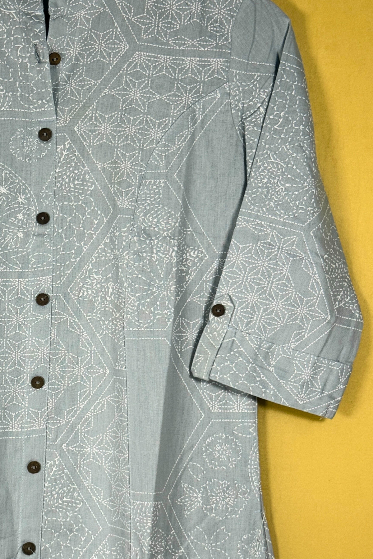 Grey Mandarin Long Kurti