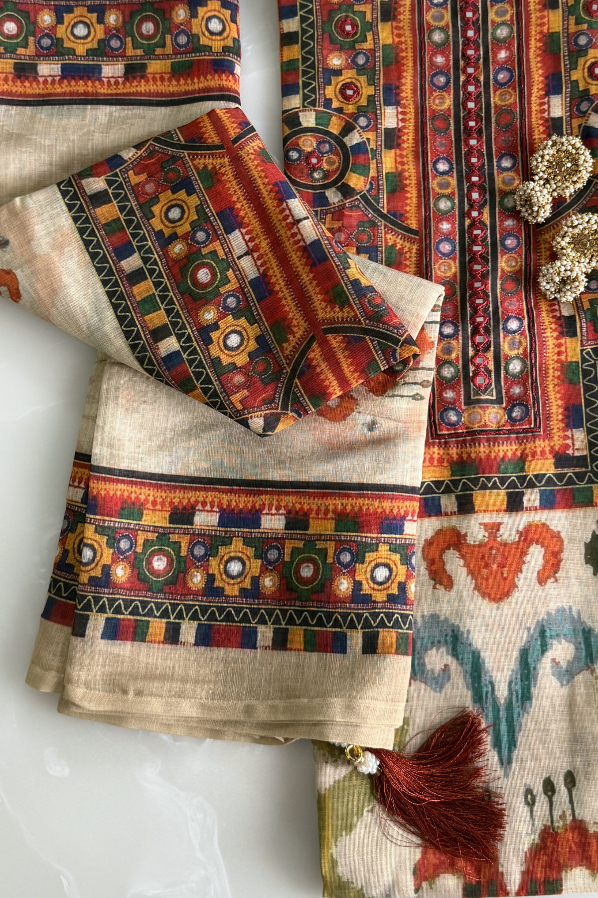 Multicolour Tribal Cotton Suit Set